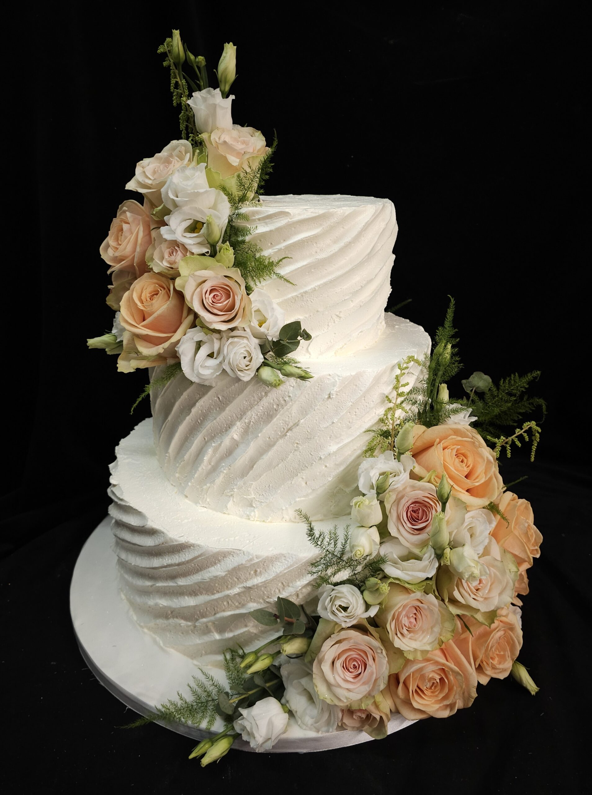 Bruidstaart creme ribbel B264